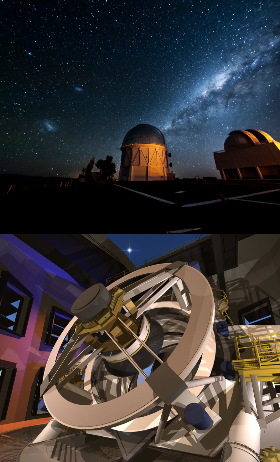 Photo collage of two telescopes